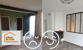 L’ouverture des espaces et la pose d’une verrière moderne transforment complètement cette maison ancienne, lui apportant luminosité et cachet.