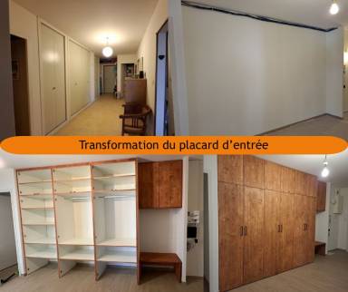 Démolition de l'ancien et création d'un placard d'entrée sur mesure dans un appartement en rénovation - Lagnieu 01150