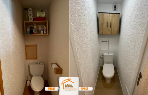 Rénovation appartement Méribel, Salle de bains moderne montagne, Travaux rénovation WC Méribel, Rénovation murs et sols appartement