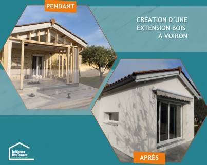 avant après extension ossature bois à Voiron
