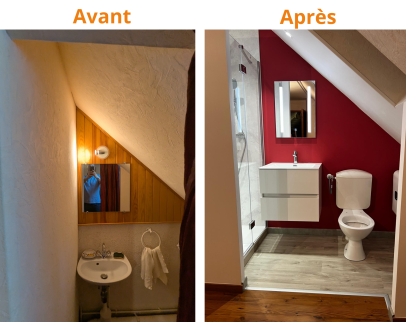 Avant après travaux sdb Olivet
