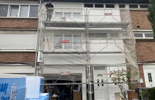 Mise en place échafaudage