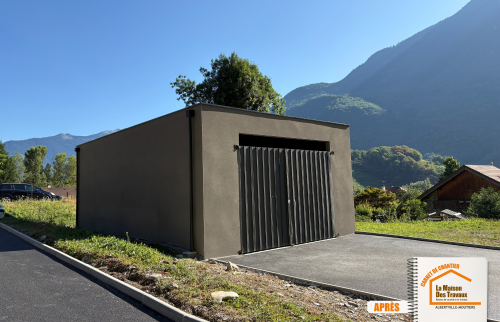 chantier bâtiment fissuré, garage reconstruit en dur, ravalement façade Albertville, coordination artisans locaux, rénovation Savoie durable