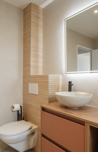 Création d'une salle d'eau dans le cadre d'une surélévation à Vertou - meuble vasque + WC