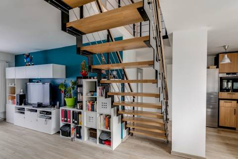 Escalier en bois et métal à Dourdan