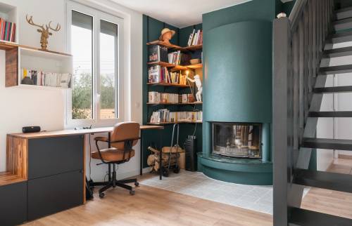 Extension rénovation de maison à Vertou- cheminée