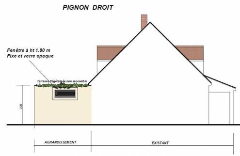 Plan vue pignon Construction d'une extension de maison - Ozoir-la-Ferrière 77330