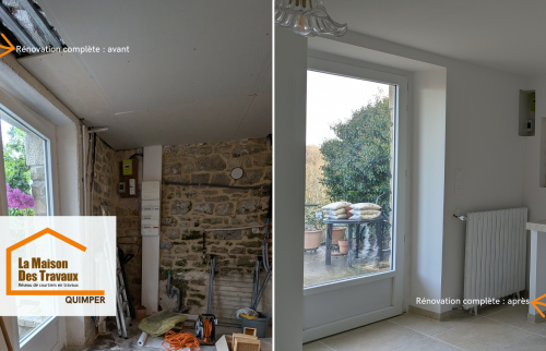 Ancien espace brut avant travaux dans le Finistère Sud, point de départ d’un projet de création de buanderie accompagné par La Maison Des Travaux Quimper.