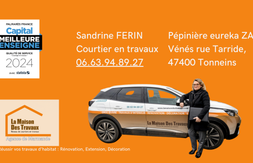 Sandrine Ferin, courtière en travaux à La Maison Des Travaux d’Agen, vous accompagne pour vos projets de rénovation près d’Agen.