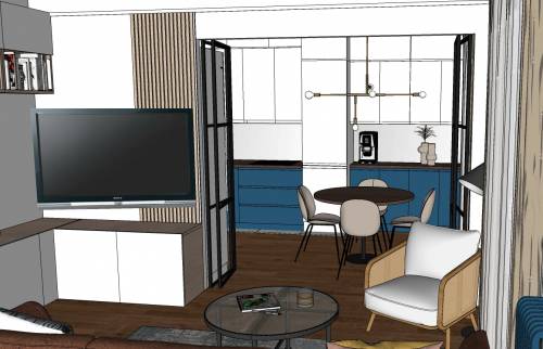 visuel 3D décoration d'intérieur de la cuisine et du salon