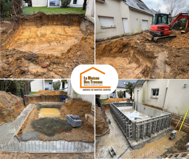 Travaux de construction de piscine enterrée en cours - Nantes 44