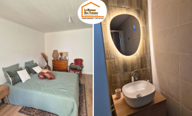 rénovation maison Beaumont, rénovation salle de bain Haute-Savoie, parquet stratifié moderne, faïence zellige salle d’eau, courtier rénovation intérieure, la maison des travaux