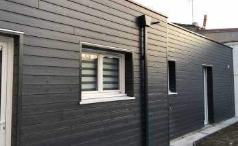 Travaux - Extension de 30 m² en ossature et bardage bois, à Vertou (44)