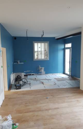 Pendant travaux : peinture bleu céruléen