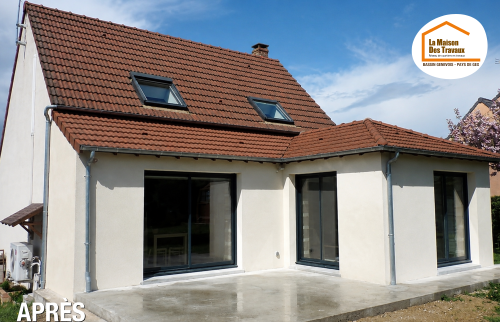 extension maison près de Gex, extension en L, agrandir sa maison Pays de Gex, extension avec terrasse, pièce de vie agrandie
