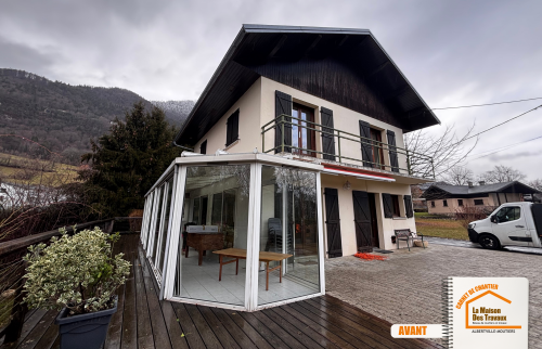 extension maison en dur, démolition véranda ancienne, peinture et parquet Savoie, artisans locaux rénovation, La Maison des Travaux Albertville