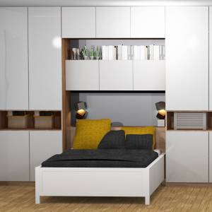 Création d'un dressing en tête de lit dans un appartement Lyonnais - Agathe Fonvielle - La Maison Des Architectes