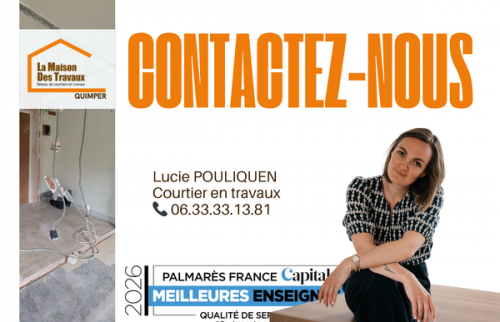 Lucie Pouliquen, courtière en travaux à Quimper pour La Maison Des Travaux, accompagne les projets de rénovation complète d’appartements et de maisons dans le Finistère Sud.