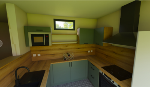 Plan 3D de la nouvelle cuisine dans une résidence secondaire rénovée - Île d'Oléron 17