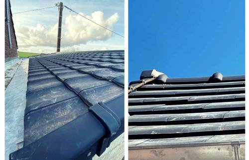 La couverture du toit avant et après les travaux d'agrandissement 
