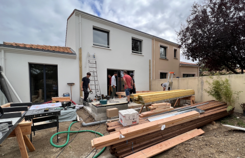 Extension de maison pour créer un salon séjour spacieux à Vertou - travaux en cours