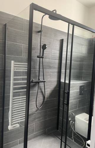 Cabine de douche et sèche serviette