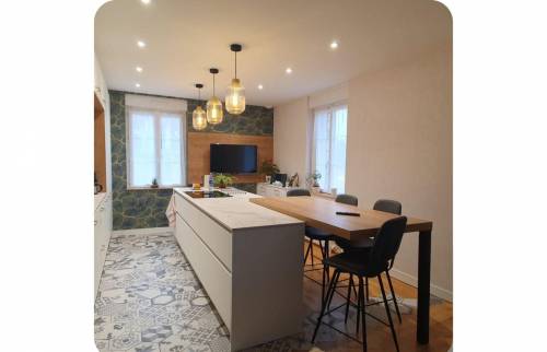 Cuisine avec un mix de carrelage 