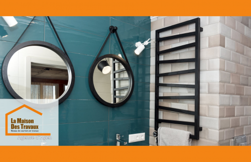 Chauffe serviette électrique bien intégré conseillé par le courtier en travaux de La Maison Des Travaux d' Agen