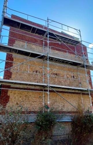 Pignon avant rejointement des pierres