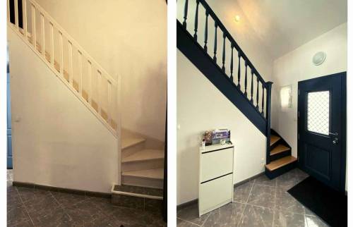 L'escalier avant et après les travaux 