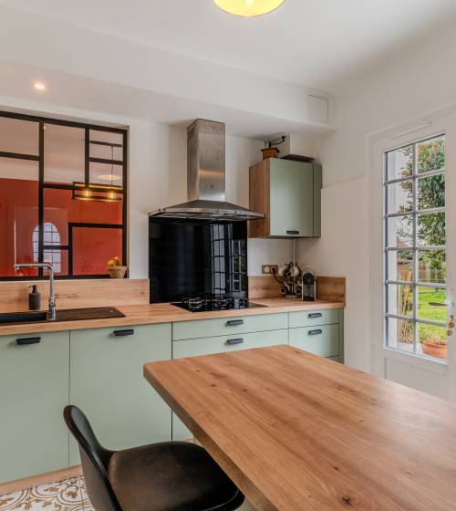 rénovation de cuisine avec pose d'une verrière