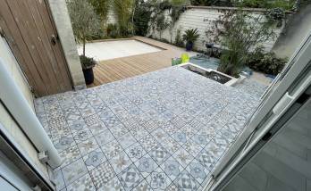 Construction d'une terrasse à Outreau : travaux finis, vue de la maison