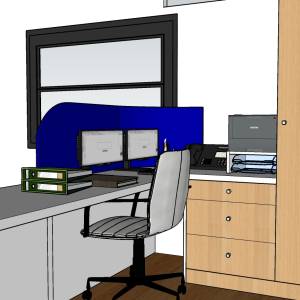 Vue du bureau d'accueil en modélisation 3D