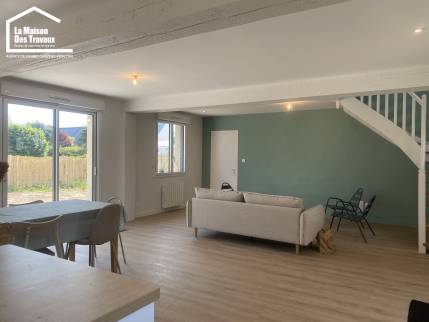 Espace salle à manger et salon rénovée Vannes Sarzeau Pénestin