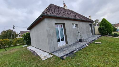 Façade cours pendant les travaux