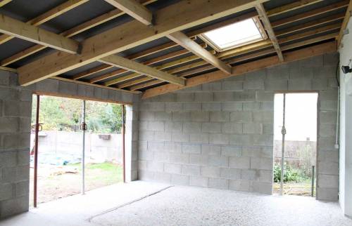 Pose charpente - Extension de maison de Bouguenais