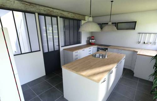 rénovation cuisine avec îlot central Sens (89) 