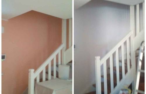 Rénovation peinture papier peint escalier intérieur menant aux chambres - La Ferté-sous-Jouarre -