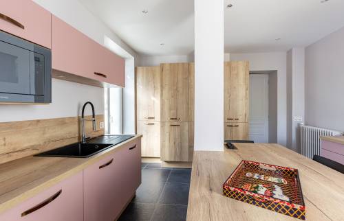 Intégration poteau cuisine Fontainebleau