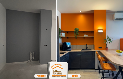 rénovation local commercial, aménagement intérieur professionnel, cuisine design sur mesure, travaux aménagement intérieur, la maison des travaux sallanches