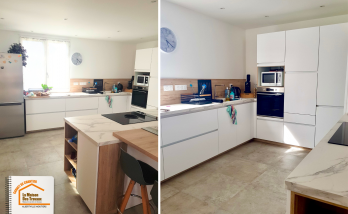 installation cuisine familiale, rénovation complète cuisine, entreprise travaux Aigueblanche, ouverture mur cuisine sécurisée, aménagement cuisine moderne, La Maison des Travaux Moûtiers