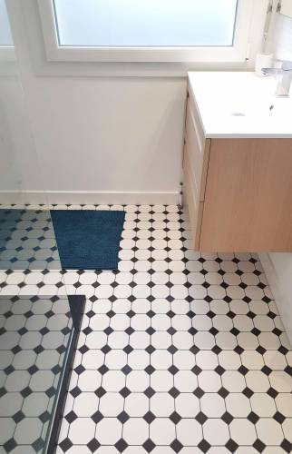 Carrelage vintage rustique salle de bain scandinave