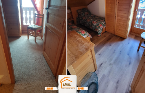 La Maison des Travaux Moûtiers, rénovation sol appartement, isolation phonique sol, parquet station de ski, artisans rénovation Méribel
