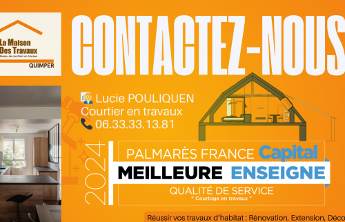 Contactez Lucie, courtière en travaux à Quimper, pour un accompagnement complet en rénovation et ouverture de mur porteur.