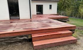 Création d'une terrasse bois en padouk - Montauban 82000