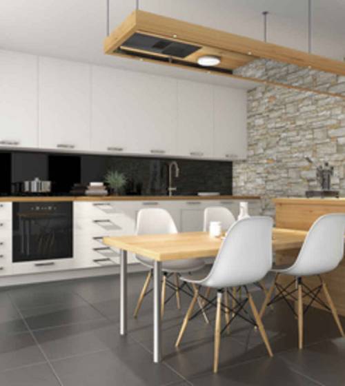 cuisine design et cocooning avec un aspect bois