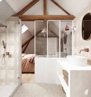 aménagement de combles - salle de bains attenante à la chambre d'amis