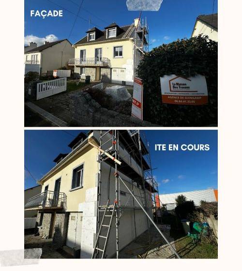 Rénovation globale d’une maison de ville à Guingamp – travaux d’isolation par l’extérieur