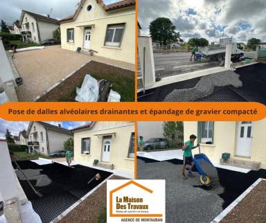 Installation de dalles alvéolaires drainantes et épandage de graviers compactés - Montauban 82000