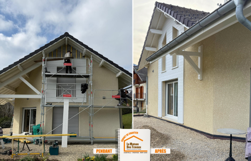 La Maison des Travaux Moûtiers, rénovation façade Moûtiers, bardage PVC Moûtiers, rénovation extérieure Moûtiers, bardage maison Moûtiers